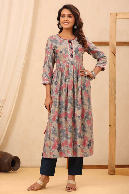 Muslin Multi Emroided Kurta