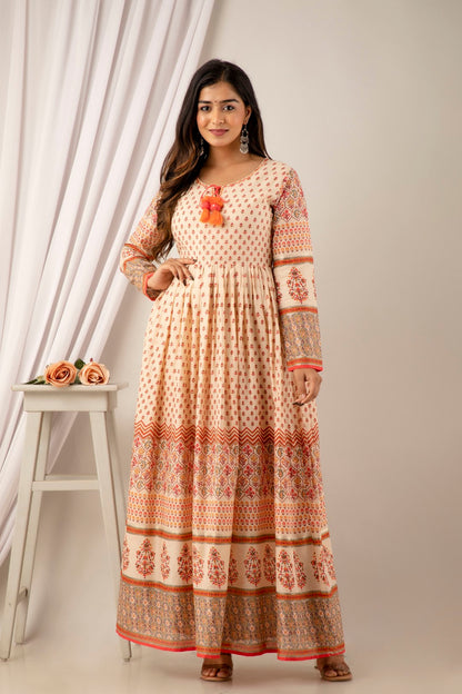 Beautiful Mugal Print Gown