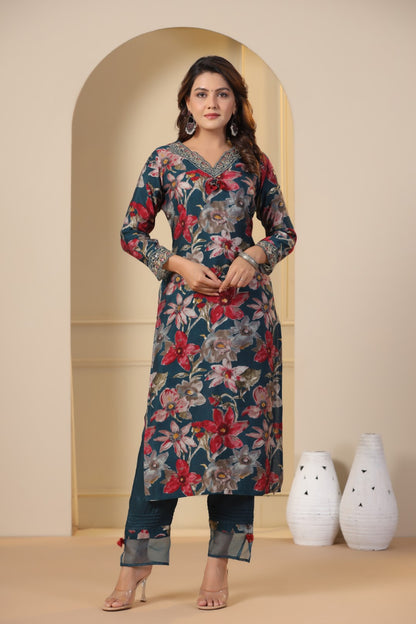 Modal Embroided Kurta Pant Dupatta Set