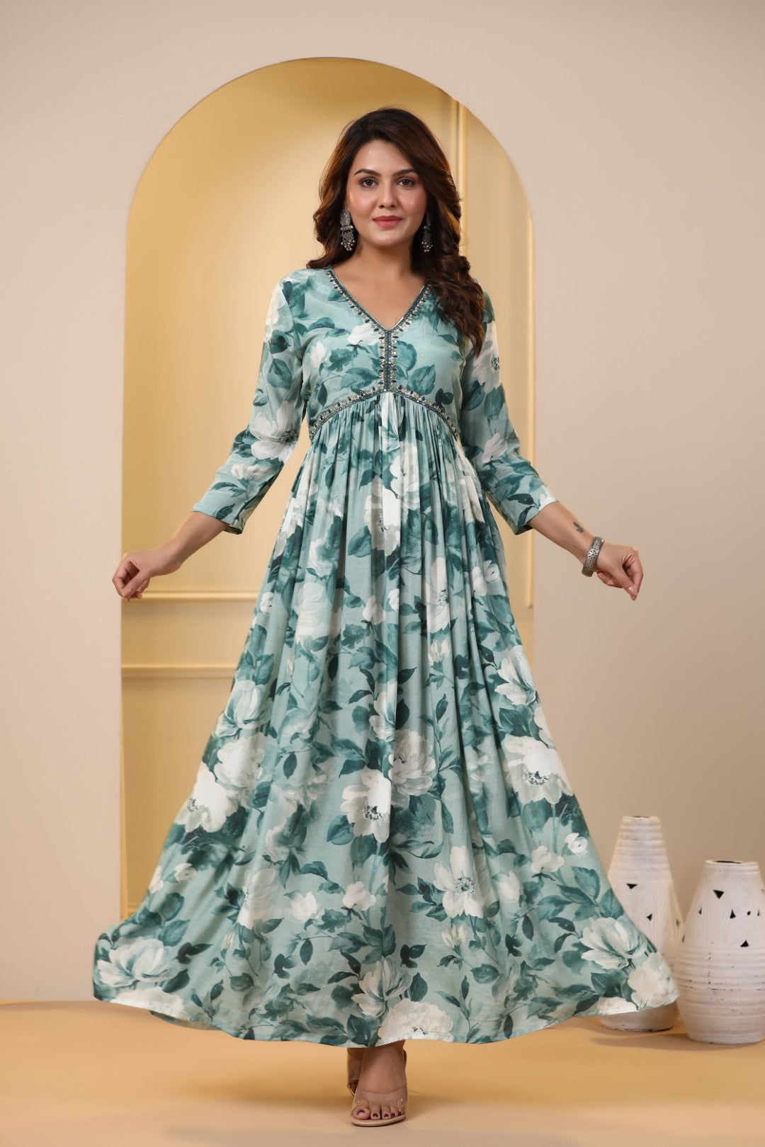 Premium Floral Print Gown