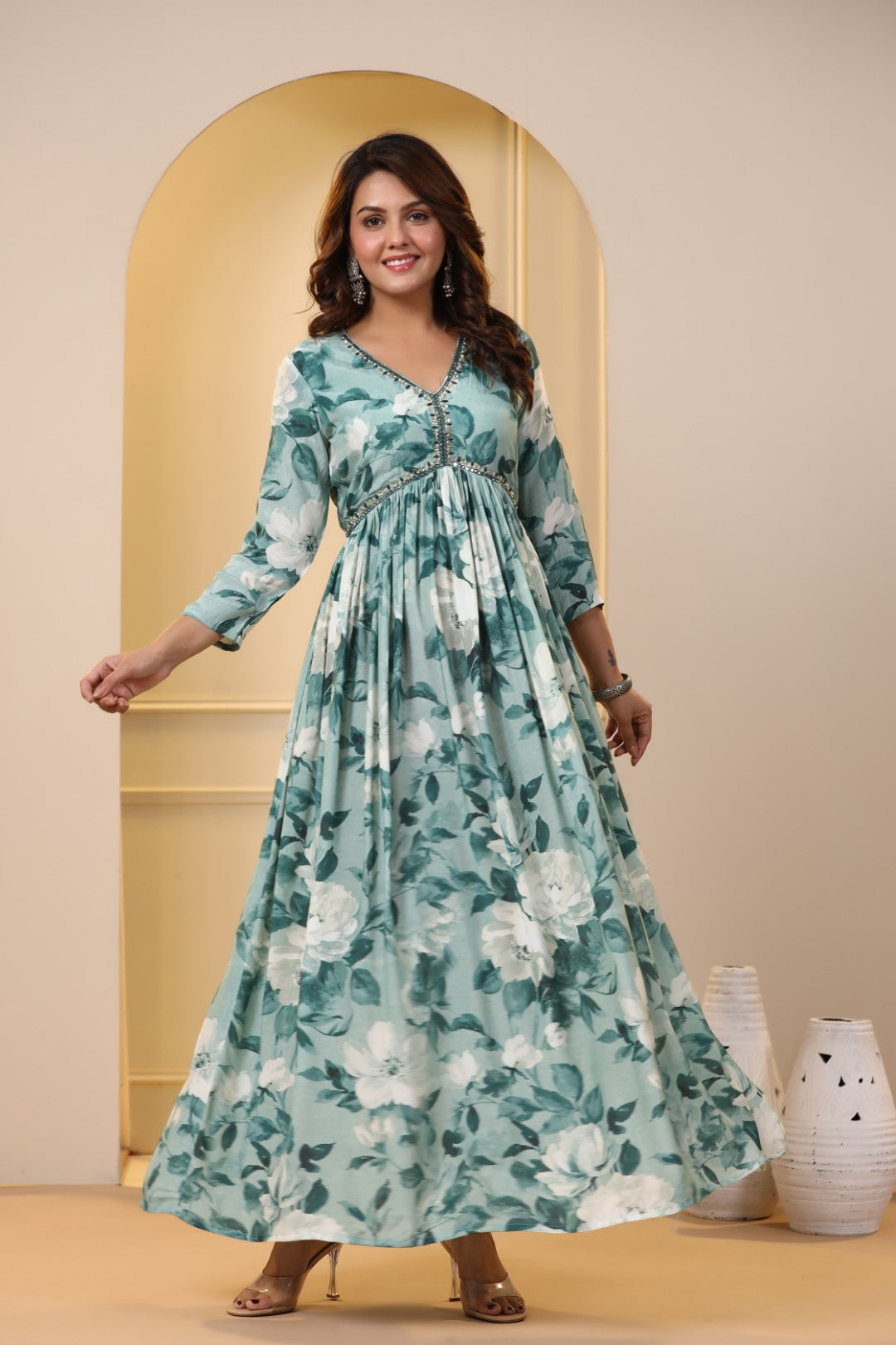 Premium Floral Print Gown