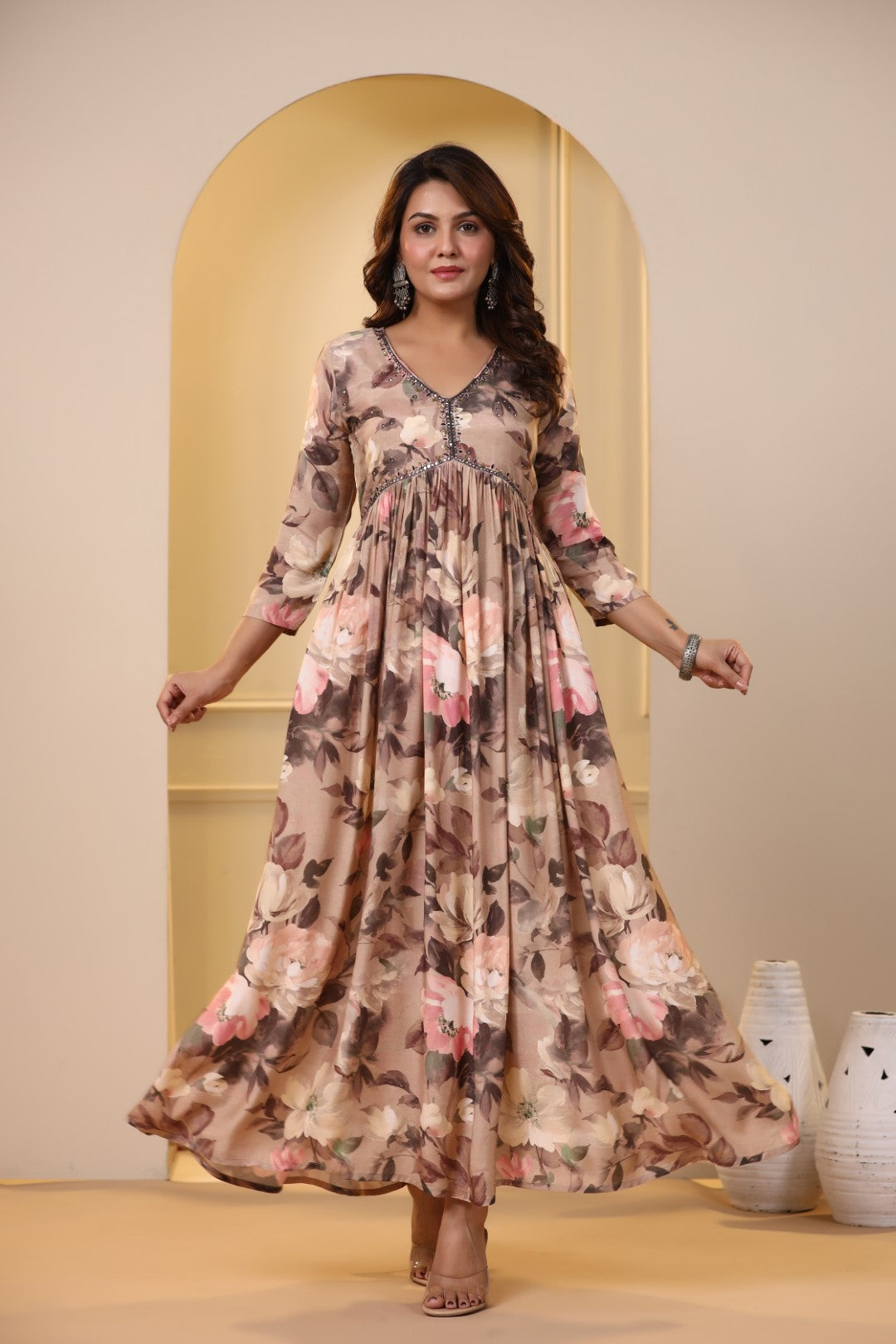 Premium Floral Print Gown