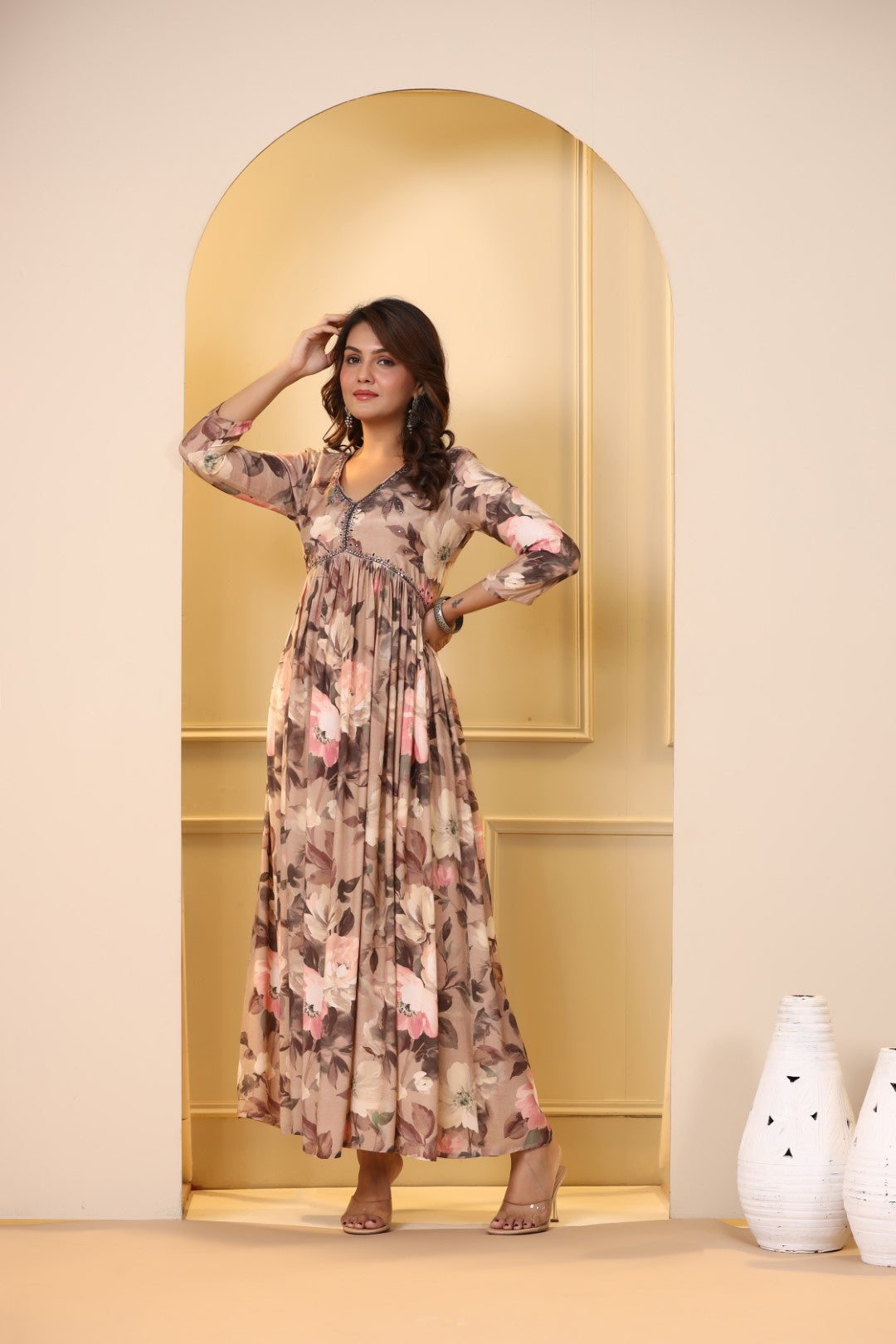 Premium Floral Print Gown