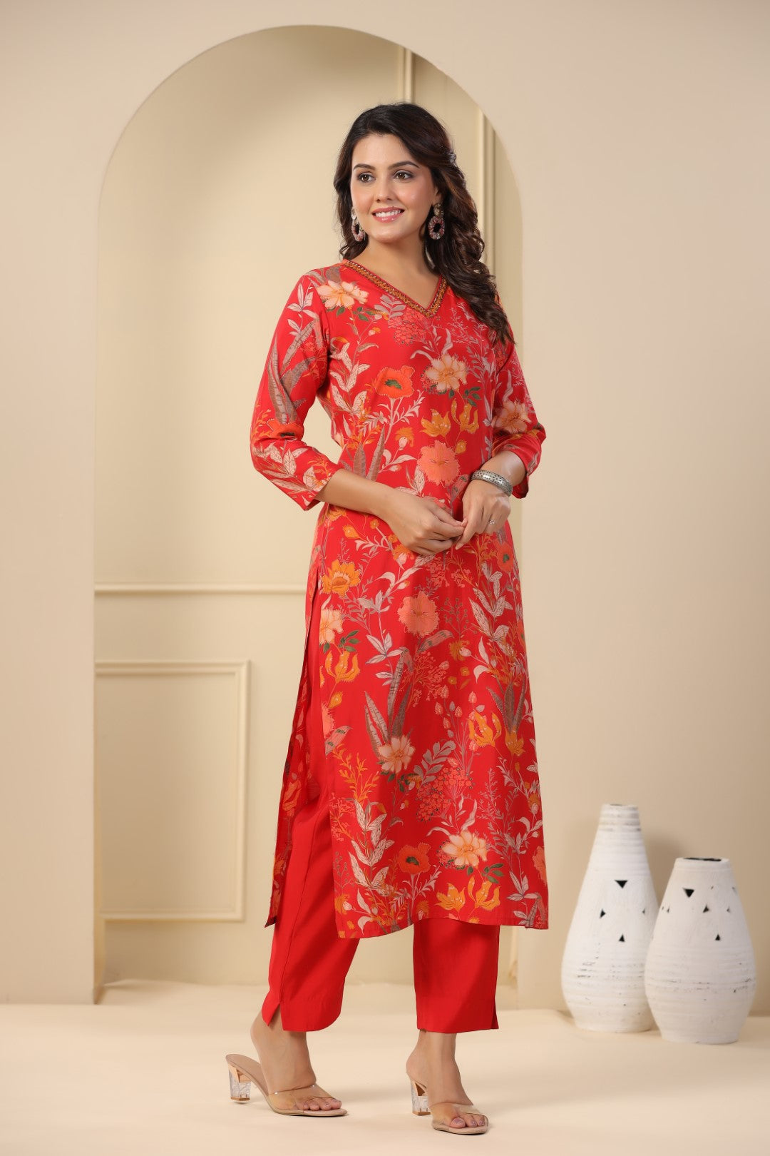 Muslin Cutdana Kurta Pant Set